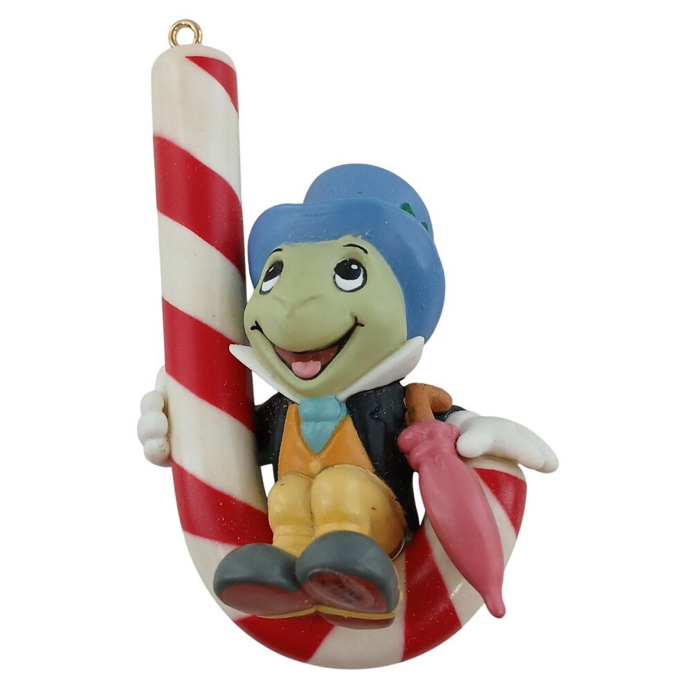 Disney Jiminy Cricket Candy Cane Ornament Christmas Figurine w/ Box Vintage Rare